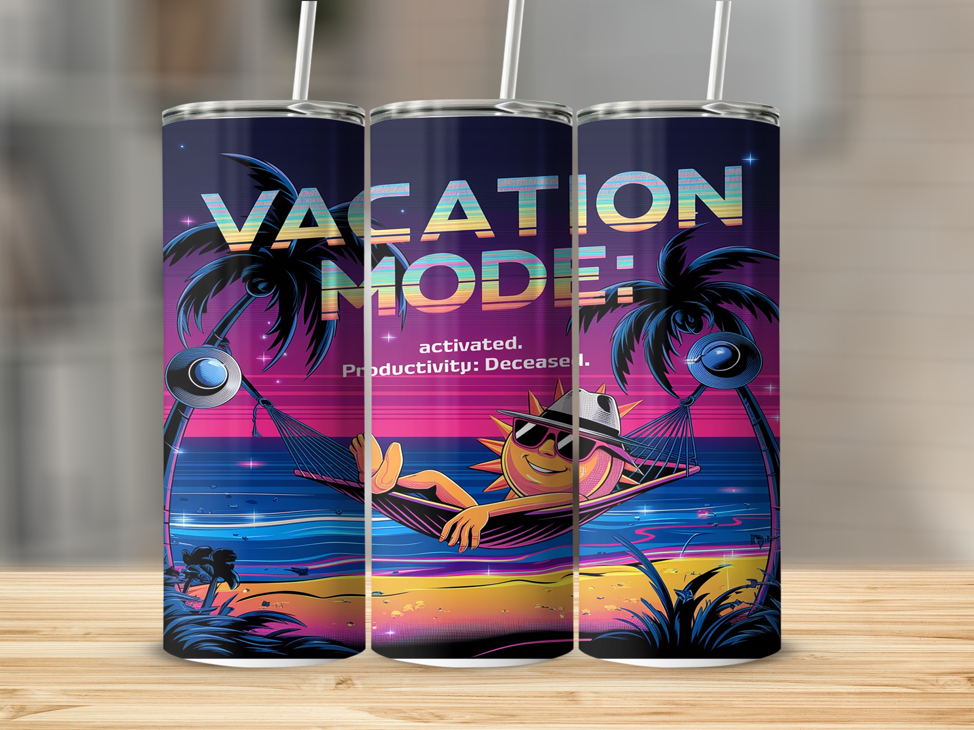 Vacation Mode 20oz Sublimation Design, Funny Sun Tumbler Digital Download, Tropical Beach Tumbler Design, Summer Vacation, Travel Tumbler