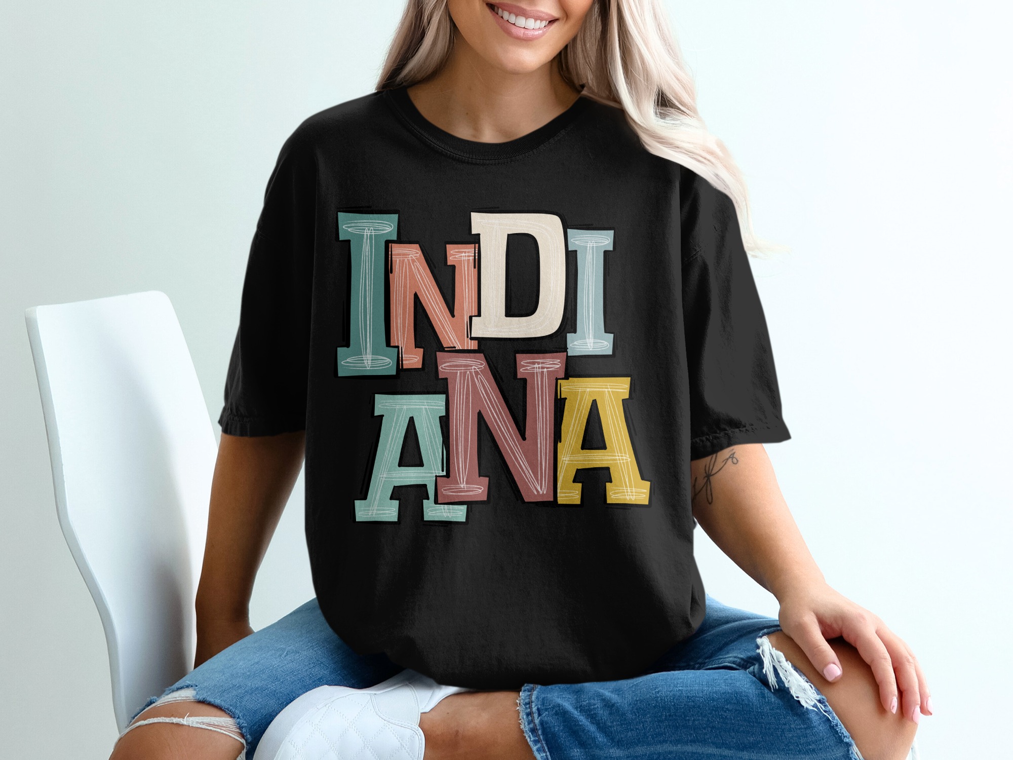 Indiana T Shirt, State Pride Tee, Indiana Lover Gift, Colorful Indiana Shirt, Indiana Roots Shirt, Home State Shirt, Indiana Souvenir Shirt - Image 2