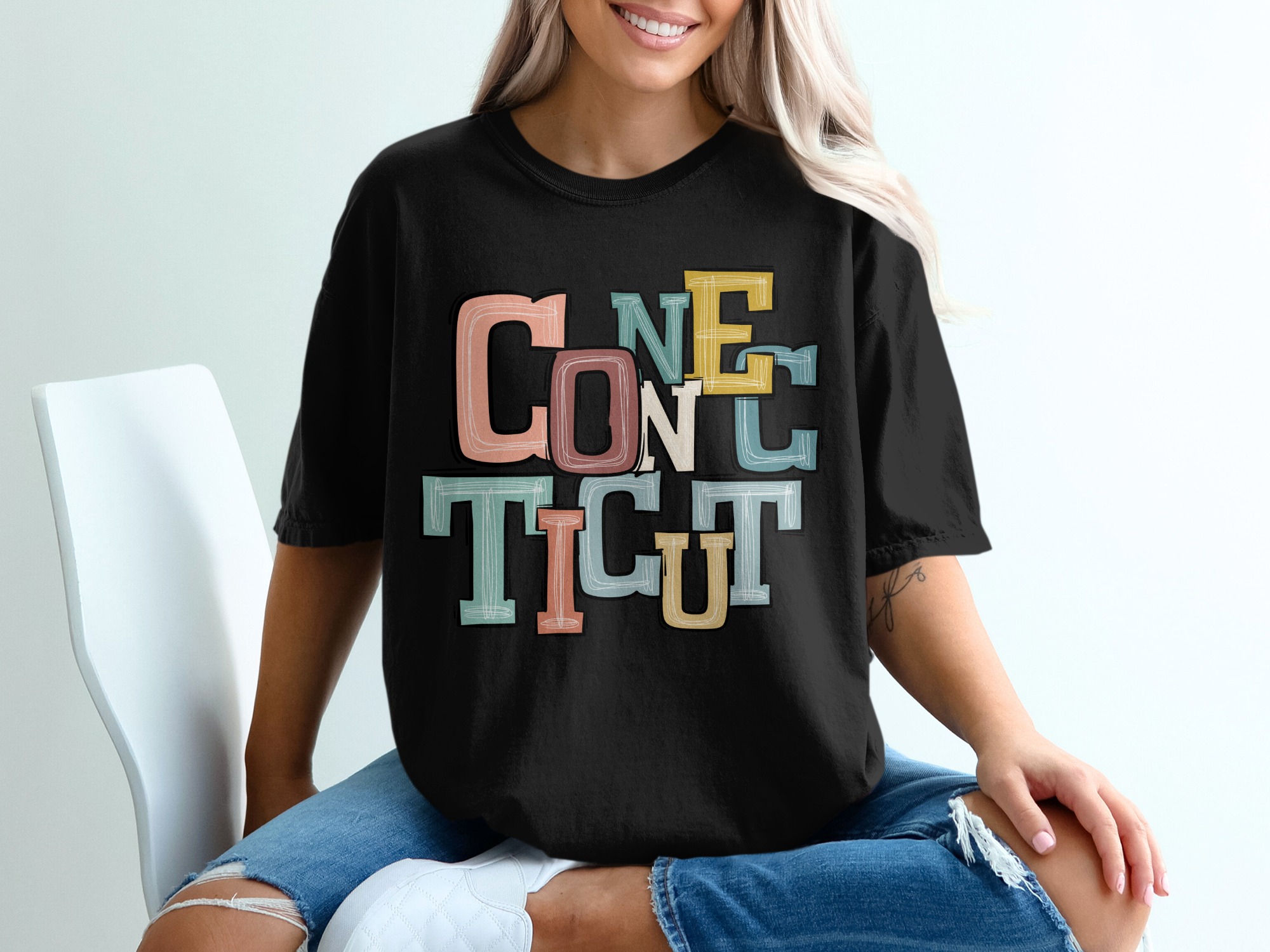 Connecticut T-Shirt, Colorful State Pride, Retro CT Graphic Tee, Home State Shirt, Gift for Connecticut Native, CT Souvenir Shirt - Image 2