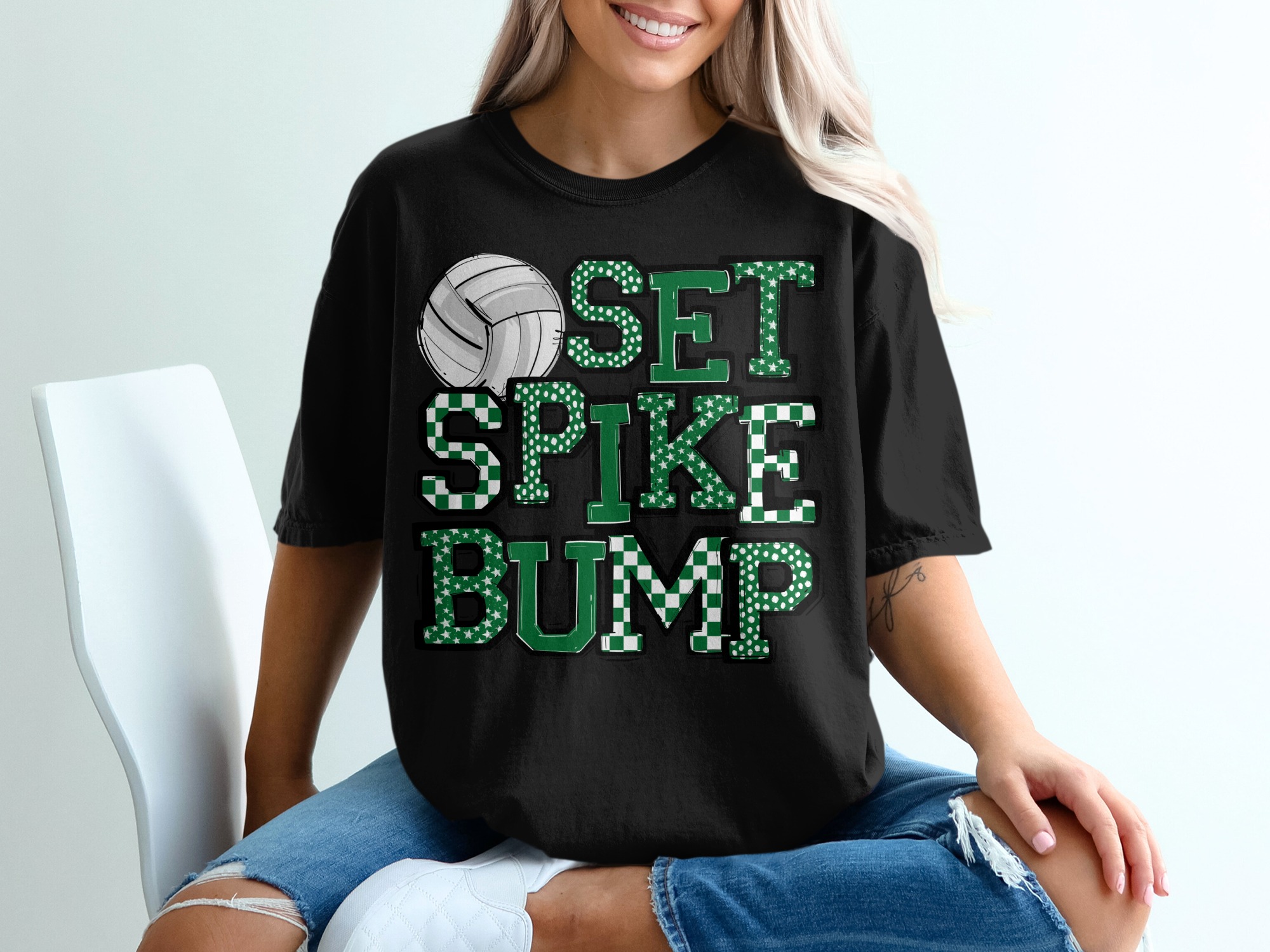 Set Spike Bump T-Shirt, Volleyball Tee, Gift for Volleyball Player, Volleyball Team Shirt, Sports T-Shirt, Game Day Shirt - Image 2