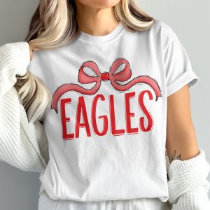 Eagles T-Shirt with Bow, Spirit Wear Tee, Comfort Colors 1717, School Pride Shirt, Team Supporter Apparel, Game Day Outfit, Fan Gift