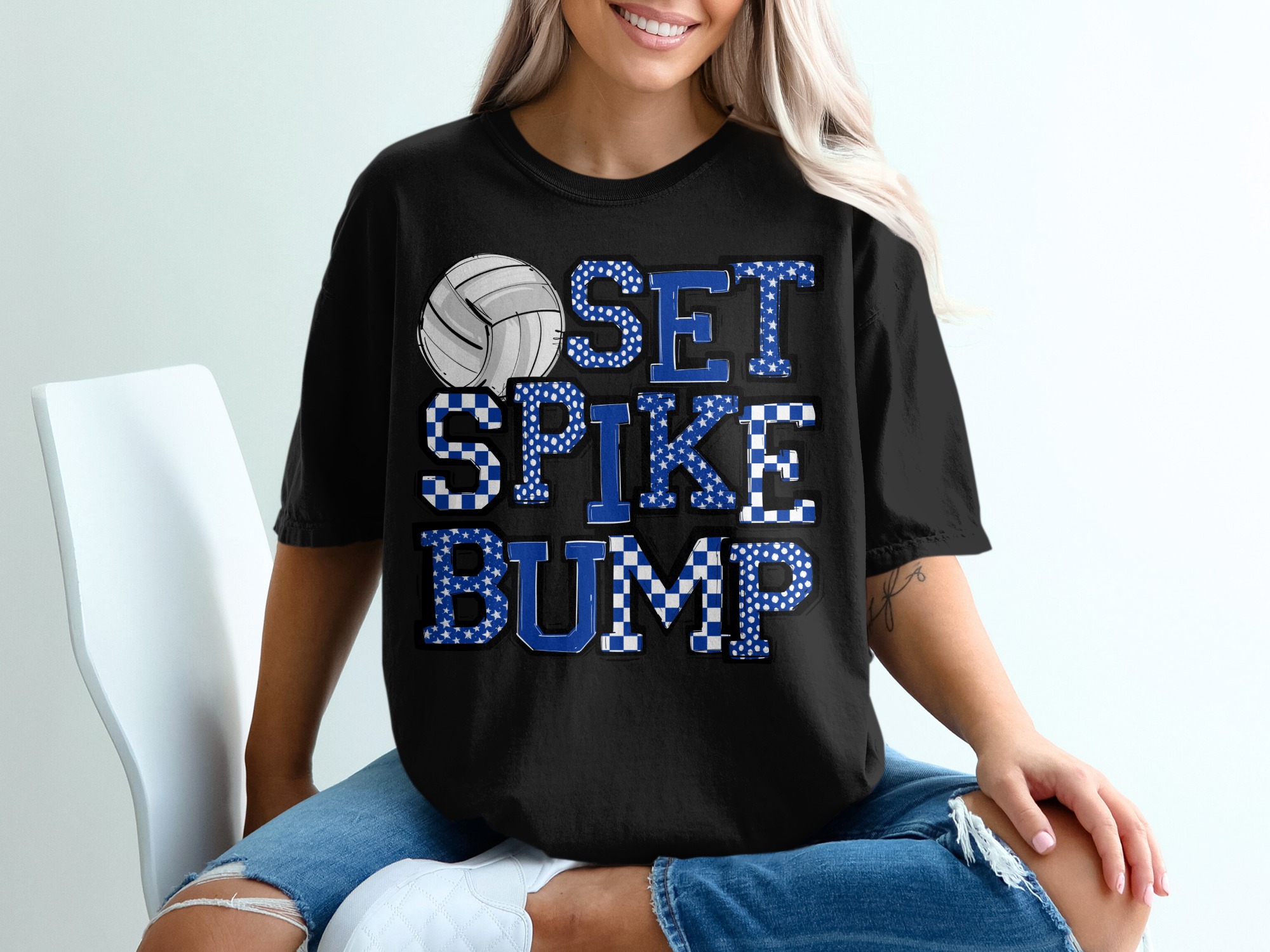 Volleyball T-Shirt Set Spike Bump Tee, Sport Player Graphic Shirt, Gift for Volleyball Lover, Practice Game Tee, Women's Sport Tee - Image 2
