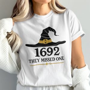 1692 They Missed One T-Shirt, Comfort Colors Witch Hat Tee, Salem Witch Trials Shirt, Spooky Season Gift, Halloween Costume Idea