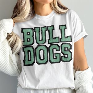 Bulldogs T-Shirt, Comfort Colors 1717, Cute Pet Tee, Dog Lover Gift, Animal Shirt, Varsity Style Text, Graphic Print Shirt
