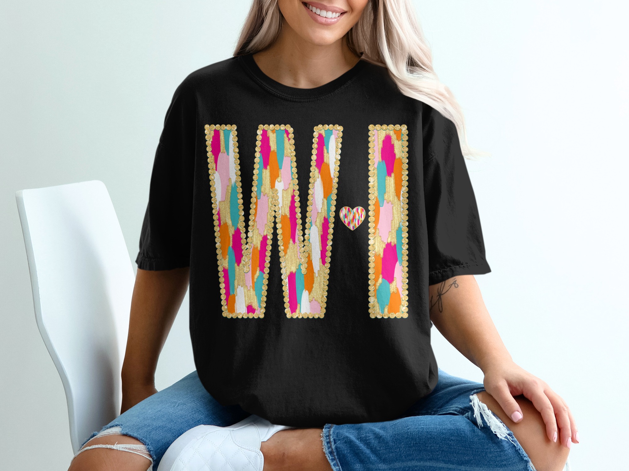 Wisconsin T-Shirt Comfort Colors 1717, Wisconsin Tee, Colorful Shirt, Gold Confetti WI Shirt - Image 3