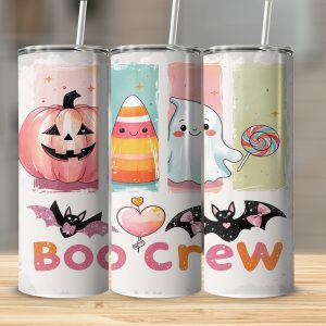 Boo Crew 20oz Tumbler Wrap, Halloween Digital, Sublimation Design, Cute Ghost, Pumpkin, Candy Corn, Bat Tumbler, Printable Digital Download