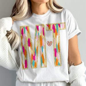 NAT T-Shirt, Colorful Letter Tee, Heart Graphic Shirt, Comfort Colors 1717, Personalized Shirt, Initial T Shirt, Trendy T Shirt