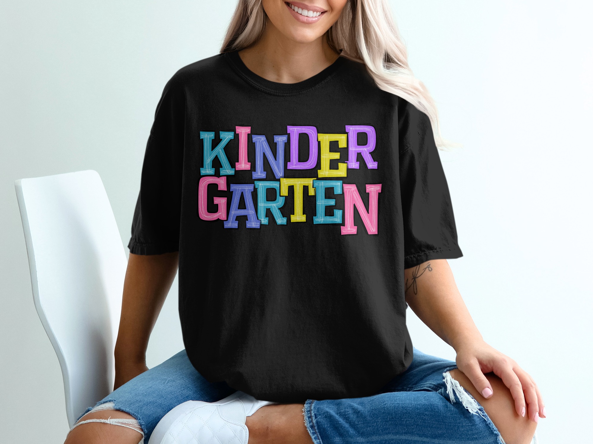 Cute Colorful Kindergarten Design Back To School T-Shirt - Image 2