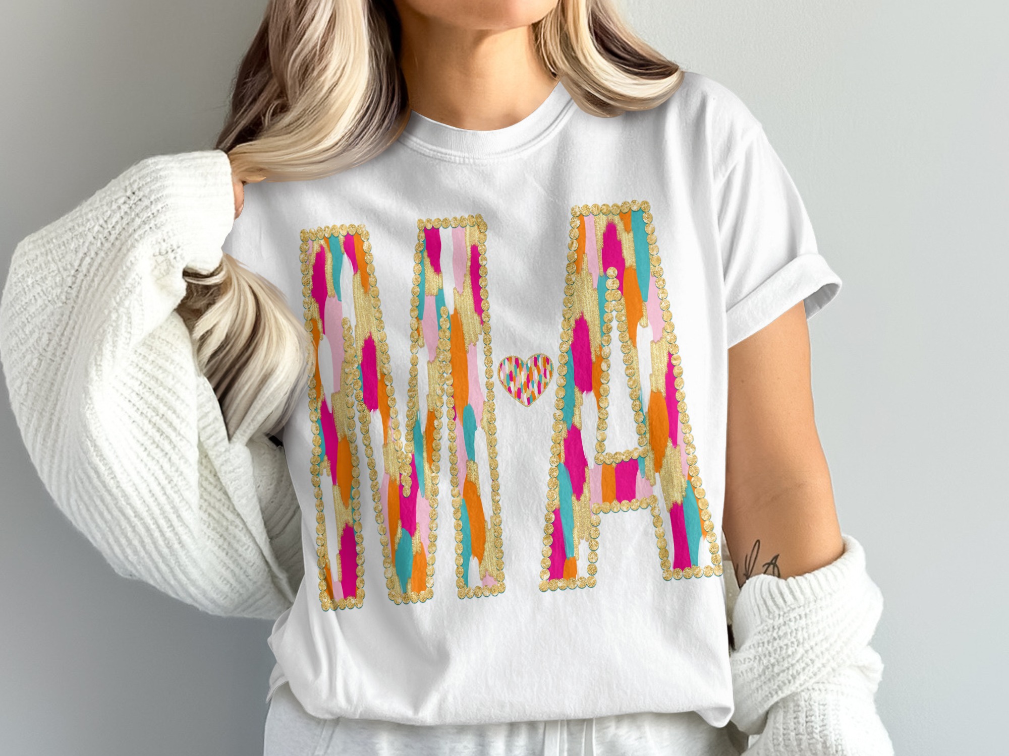 Colorful Mom T-Shirt, Mama Heart Shirt, Comfort Colors 1717, Mother's Day Gift, Trendy Tee, Gift for Mom, Cute Mommy Shirt, Womens TShirt