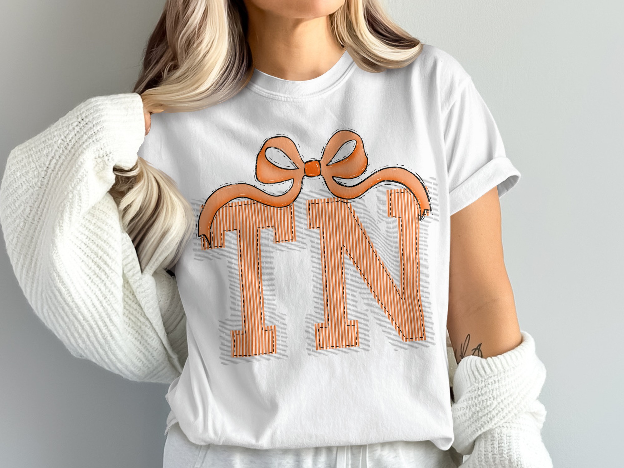 TN Bow Comfort Colors T-Shirt, Tennessee Graphic Tee, Southern Pride Shirt, Orange Bow, Gameday Shirt, Boutique Tee, Trendy Tshirt