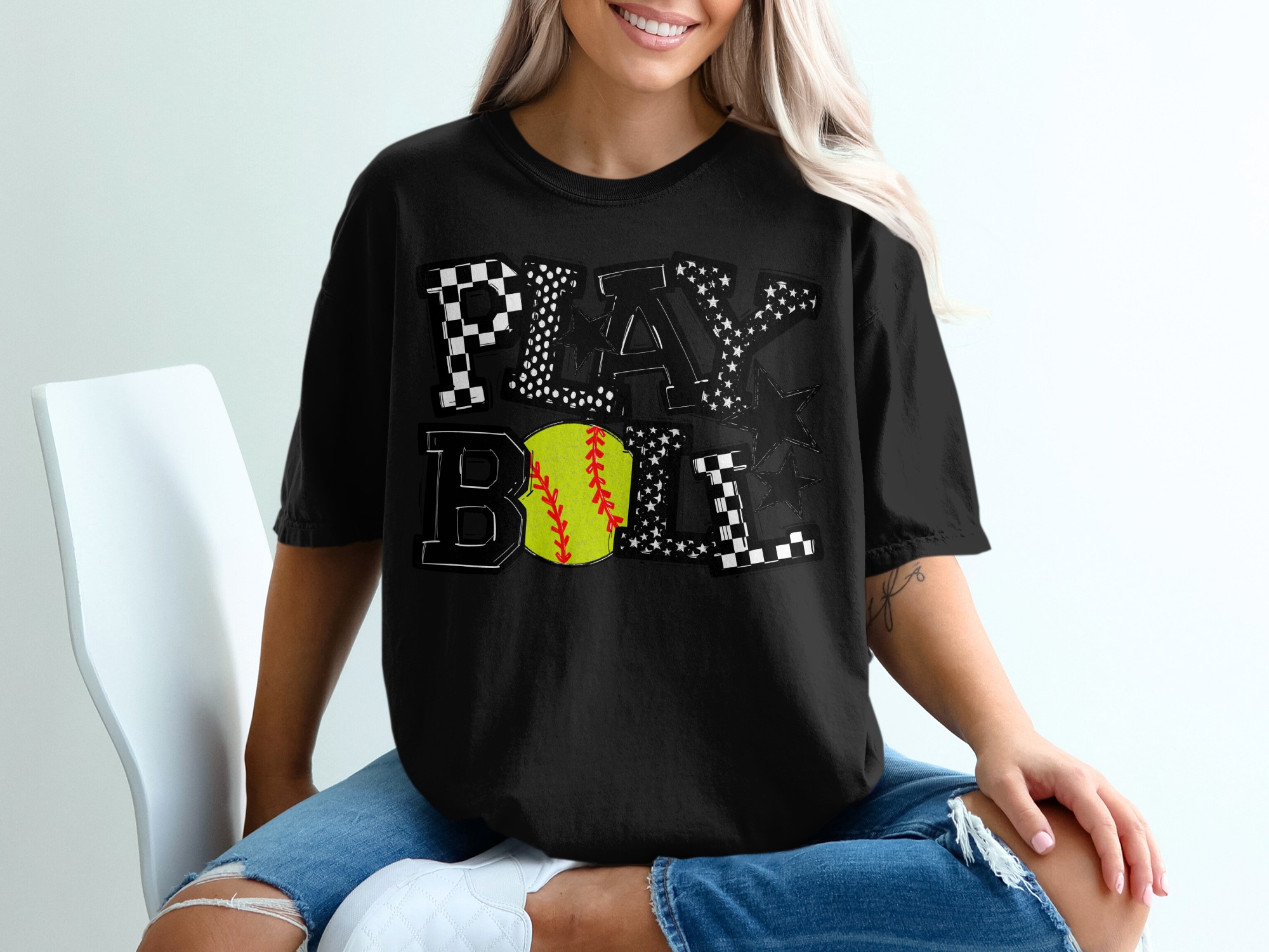 Play Ball T-Shirt, Softball Shirt, Sports Tee, Game Day Shirt, Gift for Softball Player, Baseball Mom Shirt, Trendy Graphic Tee - Image 2