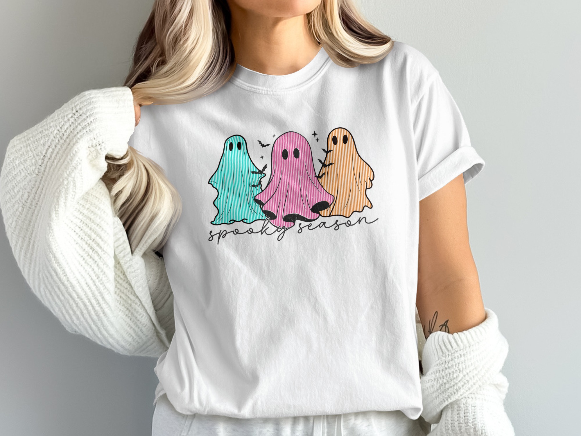 Spooky Season Ghosts T-Shirt, Comfort Colors Halloween Shirt, Pastel Ghosts Shirt, Ghost Tee, Cute Halloween TShirt, Fall Shirt