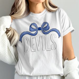 Devils T-Shirt with Blue Ribbon, Comfort Colors 1717, Trendy Tee, College Apparel, Game Day Shirt, Graphic T Shirt, University Spirit