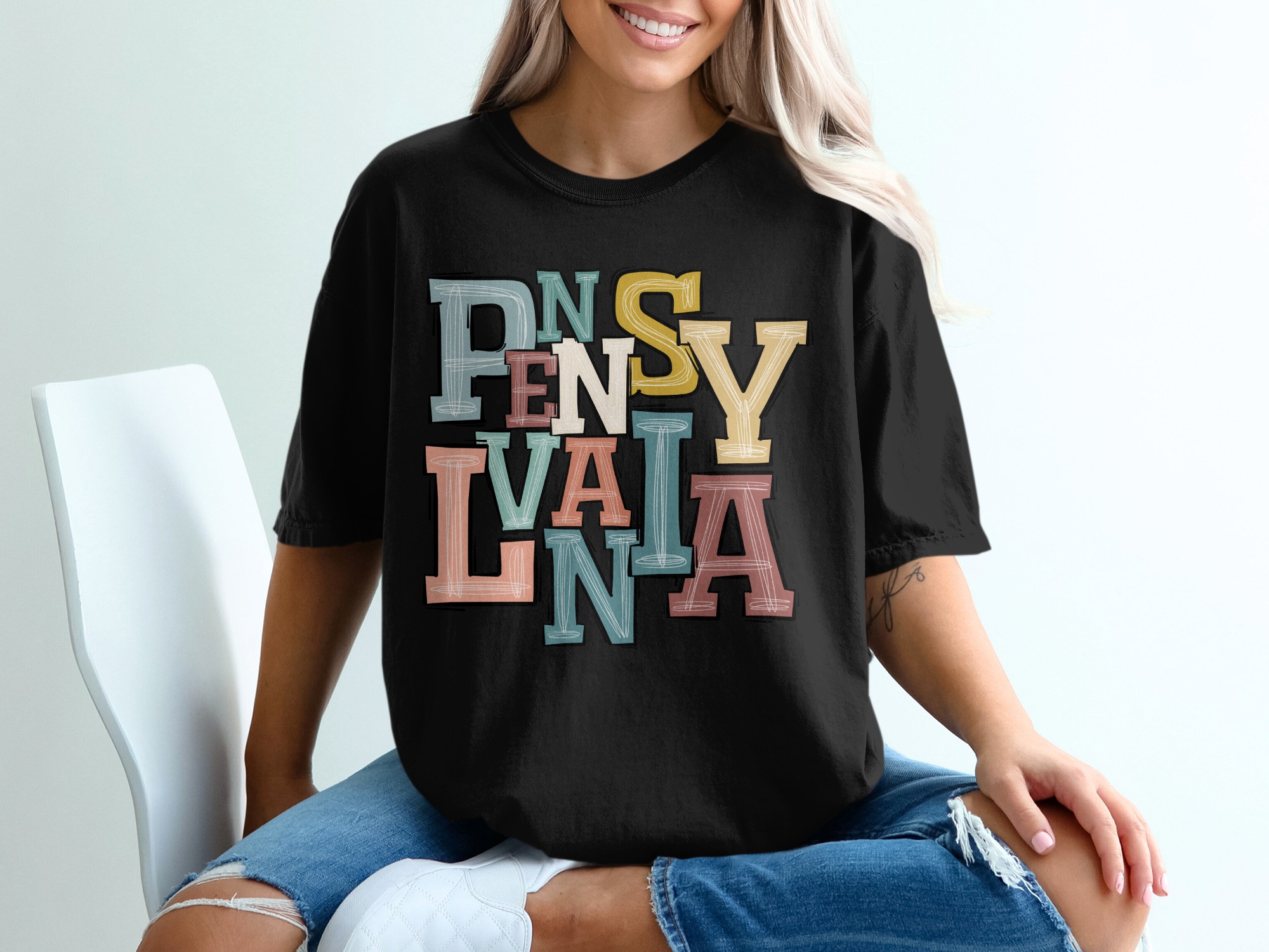 Pennsylvania T-Shirt, Colorful State Pride Tee, Retro Pennsylvania Design, Trendy Graphic Tee, State Lover Gift, Pennsylvania Souvenir T - Image 2