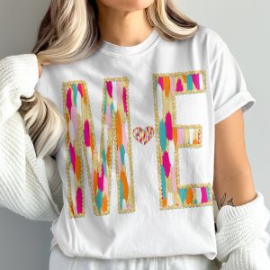 ME T-Shirt, Colorful Initial Tee, Comfort Colors 1717 Shirt, Heart Design Shirt, Personalized ME Shirt, Trendy Letter T-Shirt, Gift for ME