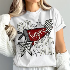 Go Tigers Fight Win T-Shirt, Comfort Colors 1717, Sport Team Tee, Spirit Wear Shirt, Game Day T-Shirt, College Team Gift, Graphic Tee