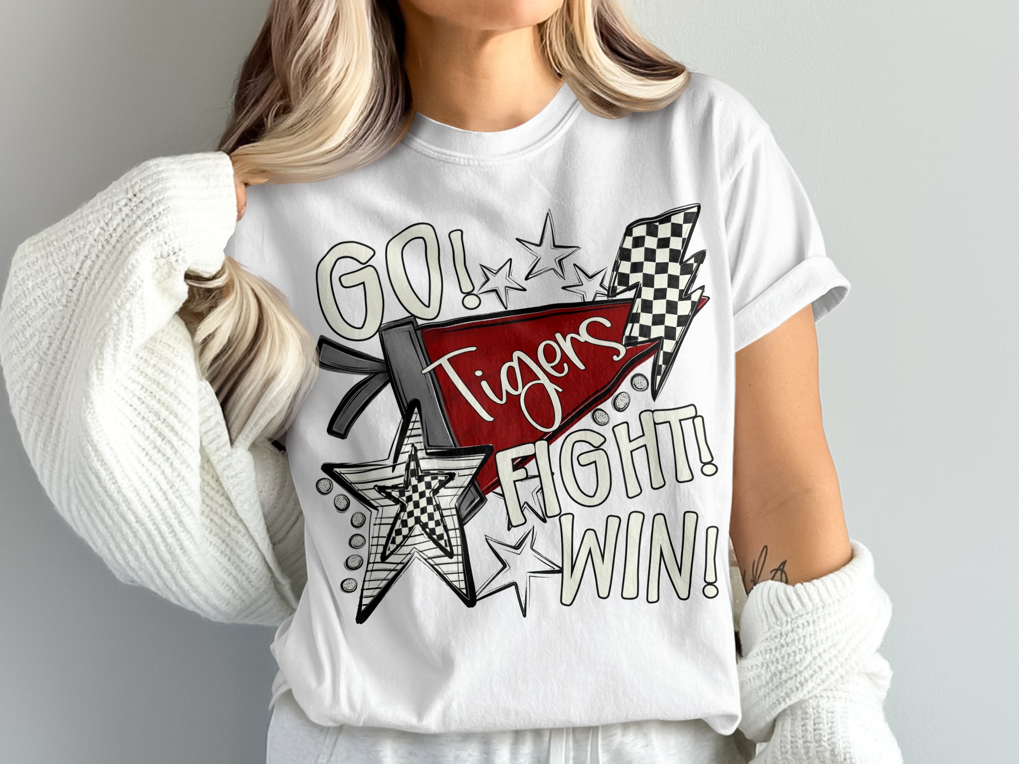 Go Tigers Fight Win T-Shirt, Comfort Colors 1717, Sport Team Tee, Spirit Wear Shirt, Game Day T-Shirt, College Team Gift, Graphic Tee