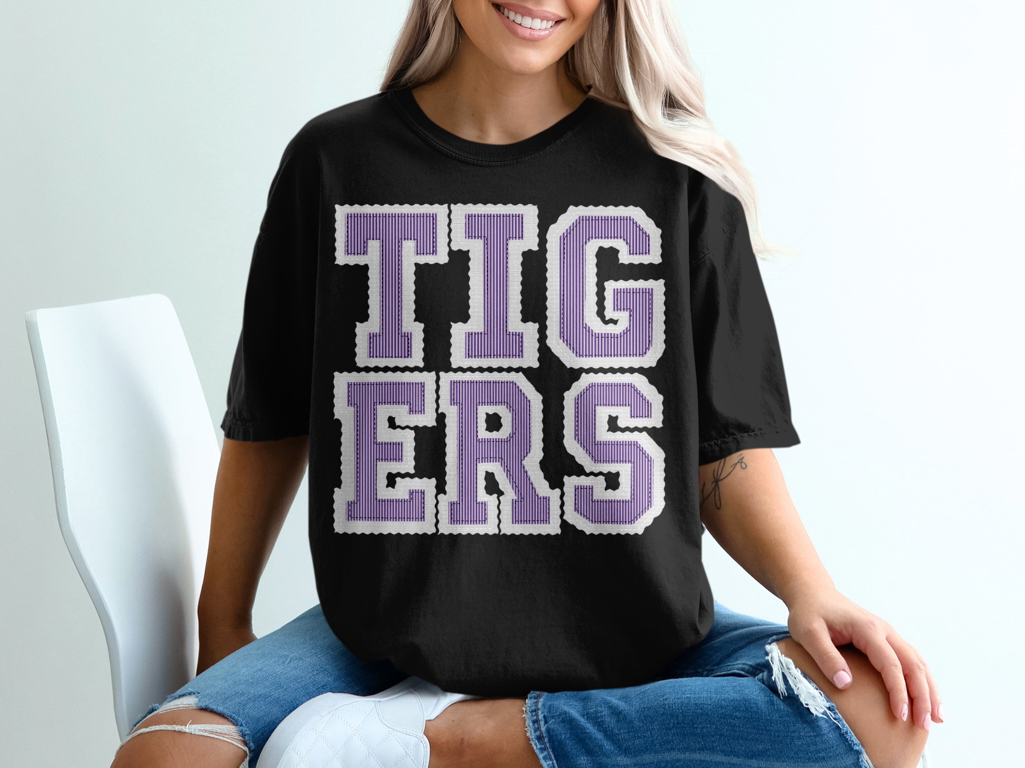Tigers T-Shirt, Purple Tigers Graphic, Comfort Colors 1717 Tee, College Apparel, Team Spirit, University Shirt, Game Day Outfit - Image 3
