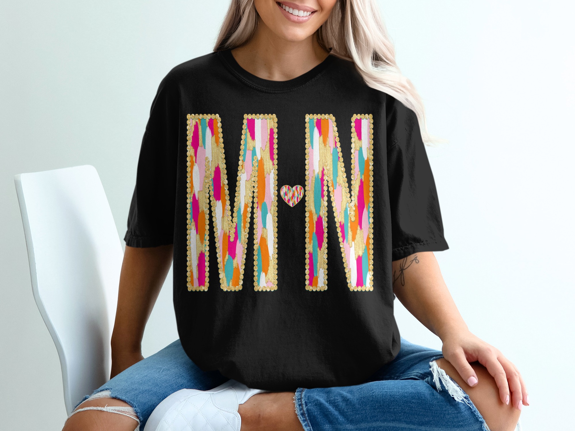 MAMA T-Shirt, Mama Graphic Tee, Colorful Mama Shirt, Trendy Mom Shirt, Mother's Day Gift, Comfort Colors 1717, Gift For Mom, Mama Heart Tee - Image 3