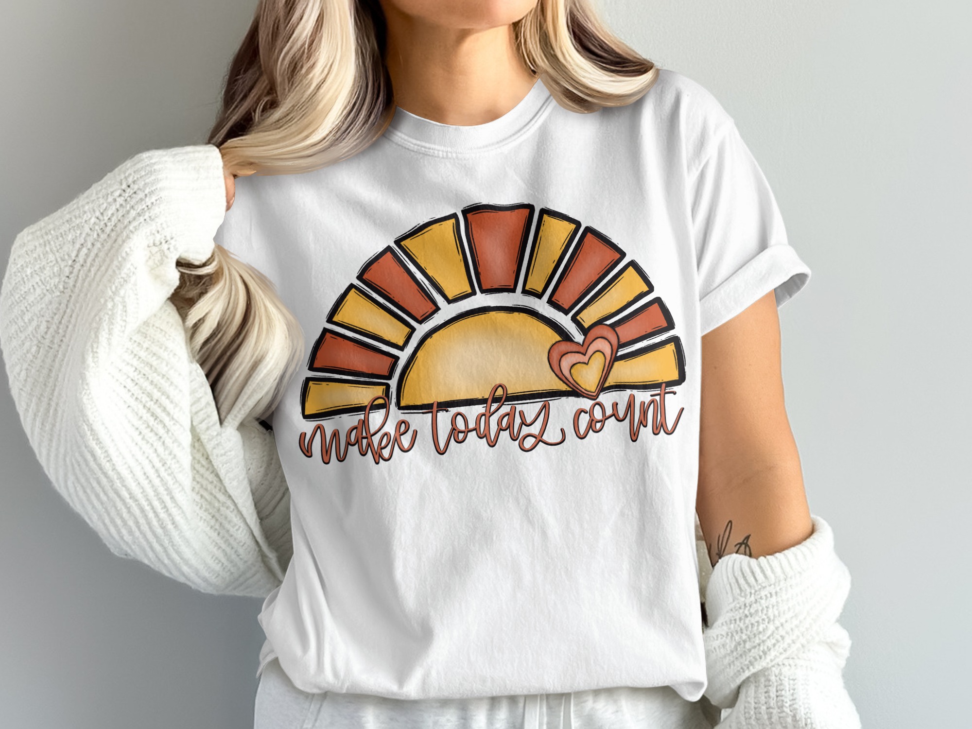 Make Today Count T-Shirt, Positive Vibes Tee, Comfort Colors 1717, Motivational Shirt, Sunrise Heart T Shirt, Inspirational Gift