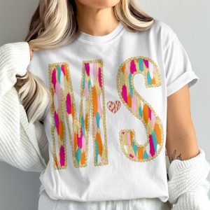 MS T-Shirt, Colorful Letters Tee, Comfort Colors 1717, Initial Shirt, Custom Initial Shirt, Personalized Letter T-Shirt, Trendy Tee, Gift