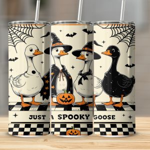 Spooky Goose Digital Sublimation Tumbler Wrap Download, Halloween Goose, Witch Goose, Funny Goose Digital Design, 20oz Skinny Tumbler