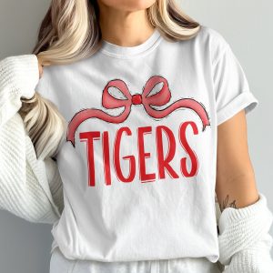 Tigers T-Shirt with Bow, Cute Tigers Tee, Comfort Colors 1717, Tigers Gift, Tigers Fan Shirt, Tigers Game Day Shirt