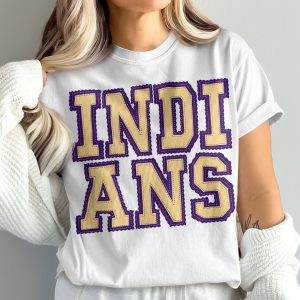 Indians Comfort Colors 1717 T Shirt, Vintage Style Sports Team Tee, College Inspired Graphic T-Shirt, Embroidered Look University TShirt