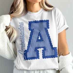 Ambassadors T-Shirt, Initial A Tee, Comfort Colors 1717, Blue and White Design, College Shirt, University Apparel, School Spirit Wear, prepster preppy
