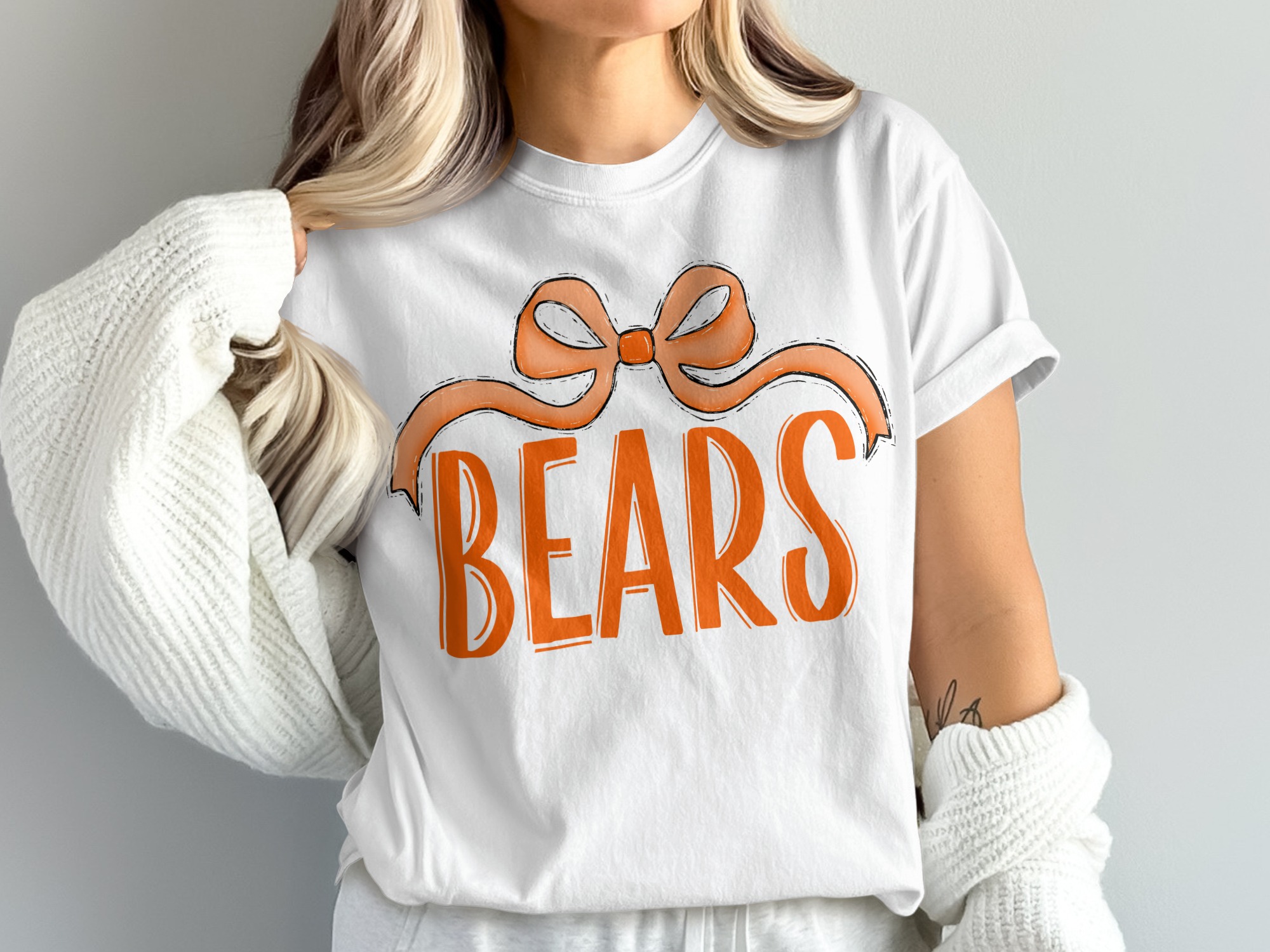 Bears T-Shirt Comfort Colors 1717, Bow Graphic Tee, College Football Shirt, Game Day Shirt, Trendy TShirt, Cute Sports Tee, Gift For Her