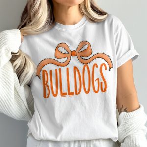 Bulldogs T Shirt, Peach Bow Comfort Colors 1717, Team Spirit Tee, Game Day Shirt, Bulldogs Fan Apparel, University T-Shirt, Gift for