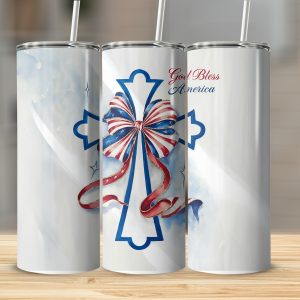 God Bless America, 20oz Sublimation Digital Download, American Flag Tumbler, Patriotic Christian Tumbler Design, Digital, Tumbler Wrap