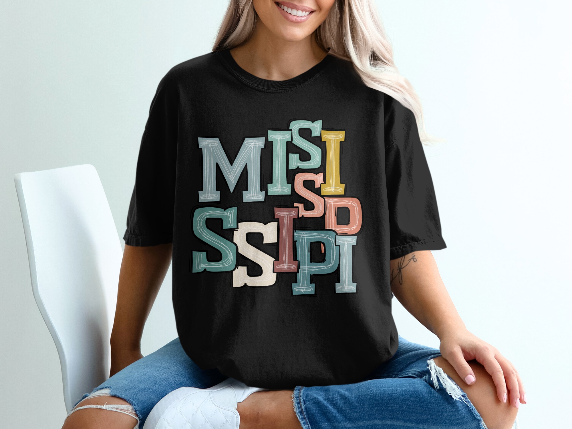 Mississippi T-Shirt, State Pride Tee, Souvenir Gift, Colorful Lettering, Travel Shirt, Vacation Apparel, Southern States, USA T-Shirt - Image 2
