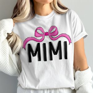 Mimi T-Shirt, Pink Bow Graphic Tee, Nana Grandma Gift, Comfort Colors 1717, Cute Mimi Shirt, Grandmother Tee, New Mimi, Mimi Birthday Shirt