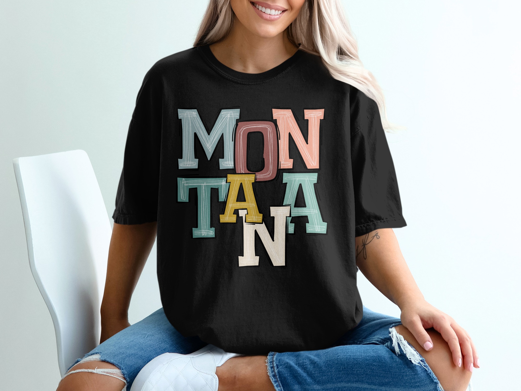 Montana T Shirt, Colorful Lettering Tee, State Pride Shirt, Gift for Montana Lovers, Tourist Souvenir, Montana Vacation Tee - Image 2