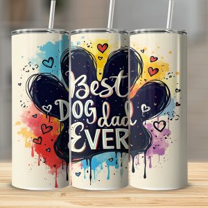 Best Dog Dad Ever 20oz Sublimation Design, Watercolor Paw Print, Digital Download, Tumbler Wrap, PNG Template, Funny Dog Lover Gift