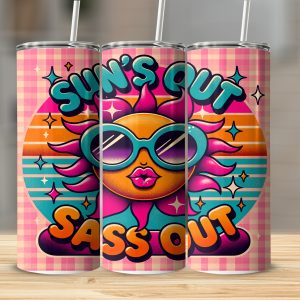 Suns Out Sass Out 20oz Sublimation Digital Download, Funny Summer Tumbler Design, Digital Design, Tumbler Wrap, Sublimation Design