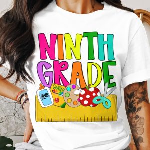 Ninth Grade T-Shirt, Back to School T-Shirt, Teacher Gift T-Shirt, Colorful School Supplies T-Shirt, Student T-Shirt, Ninth Grade Gift