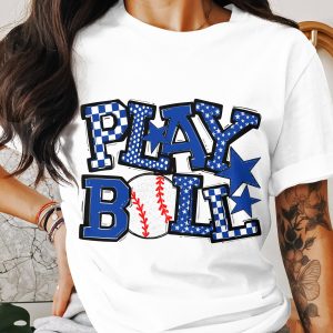 Play Ball T-Shirt, Baseball Shirt, Patriotic T-Shirt, Baseball Lover Gift, Baseball Mom Tee, USA Theme Shirt, Sports T-Shirt, Summer Shirt