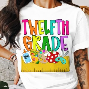 Twelfth Grade T-Shirt, School Shirt, Teacher Gift, Class of 2025, Colorful Graphic Tee, Back To School Shirt, Graduation T Shirt
