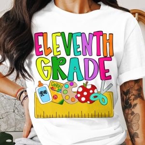 Eleventh Grade T-Shirt, School Supplies Shirt, Back to School Tee, 11th Grade Teacher Gift, Colorful School Shirt, Student T Shirt, Unisex
