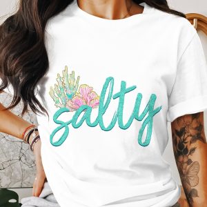 Salty T Shirt, Beach T Shirt, Ocean Lover Tee, Summer Vacation Shirt, Cute Trendy T-Shirt, Coastal Vibes, Gift for Her, Salty Coral Tee