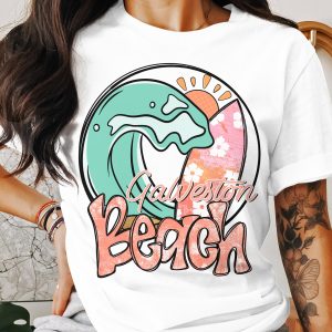 Galveston Beach T-Shirt, Surf T-Shirt, Wave Design Tee, Summer Vacation T-Shirt, Texas Beach Shirt, Souvenir Tee, Graphic T-Shirt