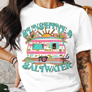 Sunshine and Saltwater T-Shirt, Retro Camper Tee, Beach Lover Gift, Summer Vacation Shirt, Travel T-Shirt