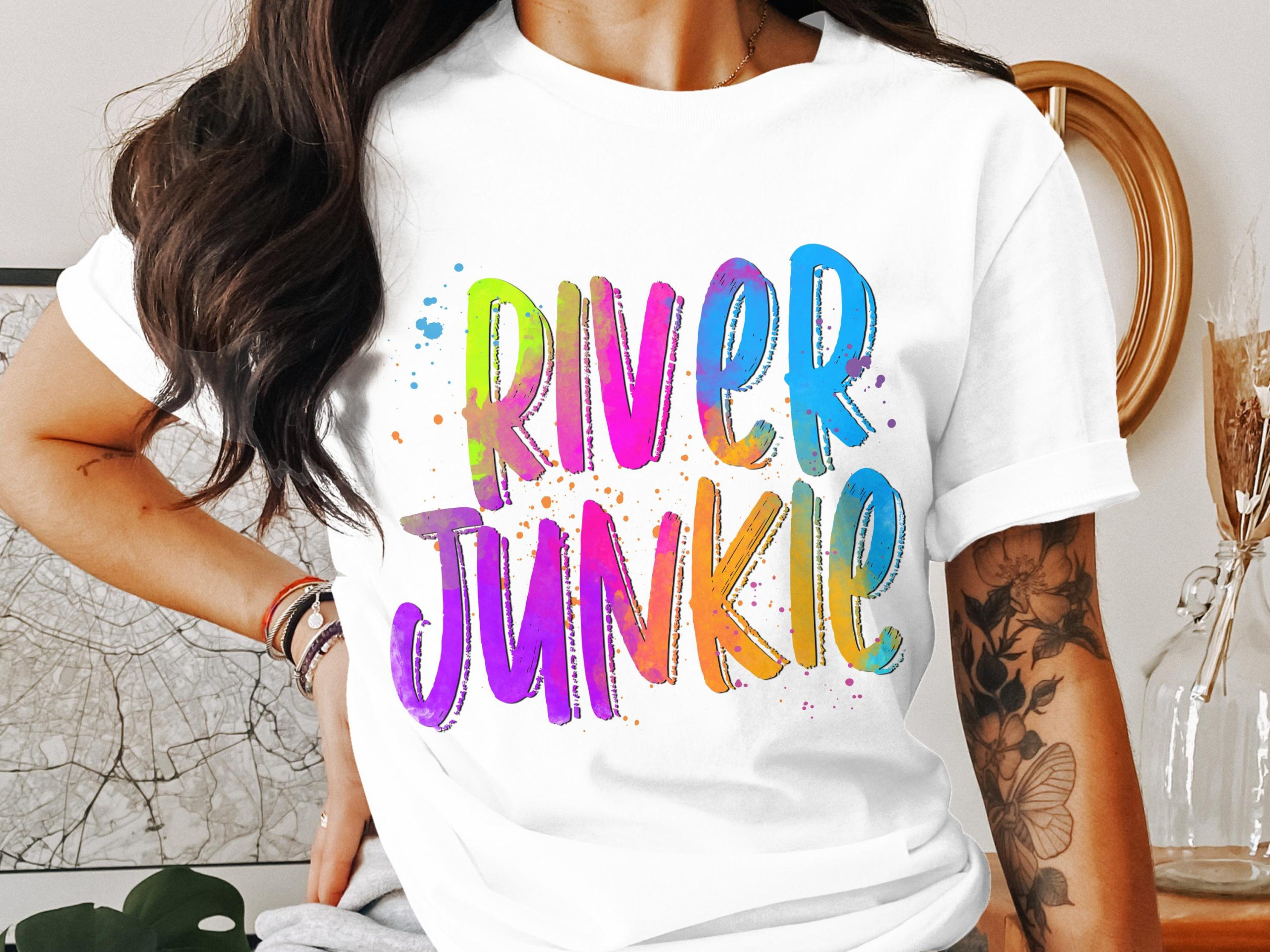 River Junkie T Shirt, Colorful T-Shirt, Outdoorsy Shirt, River Lover Apparel, River Adventure Shirt, Nature Lover Gift, Trendy Summer Tee