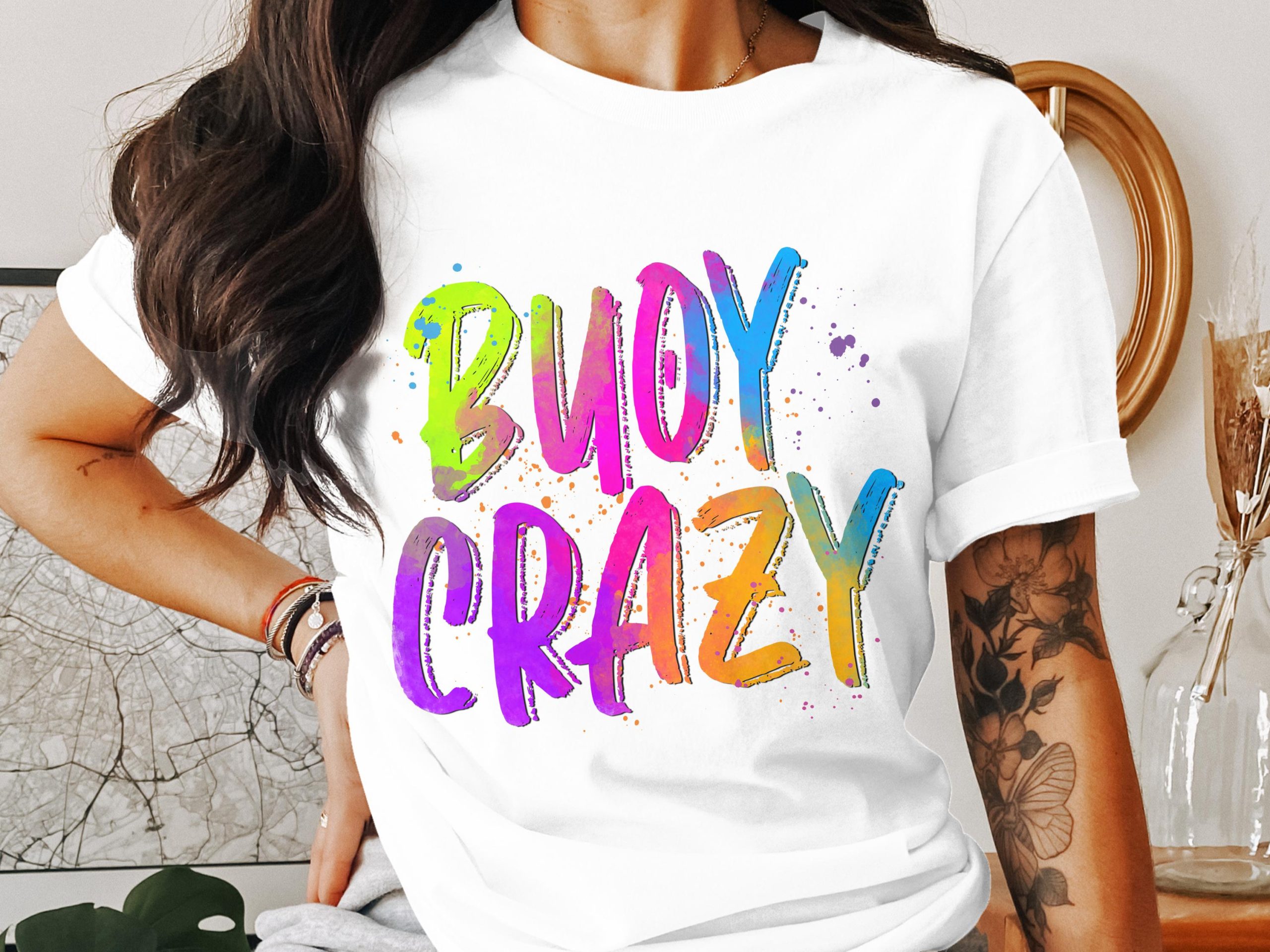 Buoy Crazy T-Shirt, Colorful Graphic Tee, Summer Vacation Shirt, Fun Boating Tee, Trendy Slogan Shirt, Casual Everyday Top