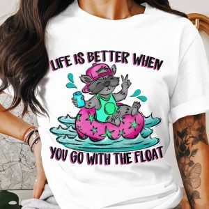 Life is Better T-Shirt, Funny Raccoon Tee, Floating T Shirt, Cute Animal Shirt, Relaxing Vibe T-Shirt, Unique Design T-Shirt