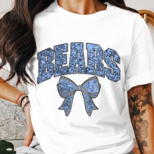 Bears Bow T-Shirt, Cute Cheerleader Tee, Team Spirit, Blue Sparkle Design, Game Day Apparel, School Pride, Trendy Gift Idea