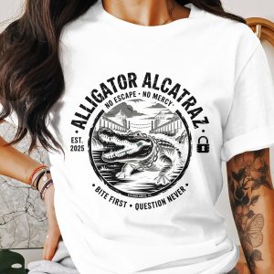 Alligator Alcatraz T Shirt, Everglades Florida Tee, Funny Alligator Shirt, Bite First Question Later T-Shirt, Reptile Graphic Tee