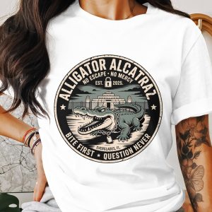Alligator Alcatraz T-Shirt, Everglades Design, No Escape Tee, Bite First, Unique Graphic, Trendy T-Shirts, Cool Alligator, Florida Shirt